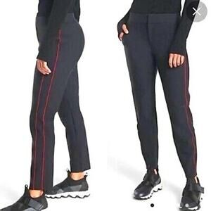 Athleta Black red stellar novelty trouser free cut hem pipping pants size 0P